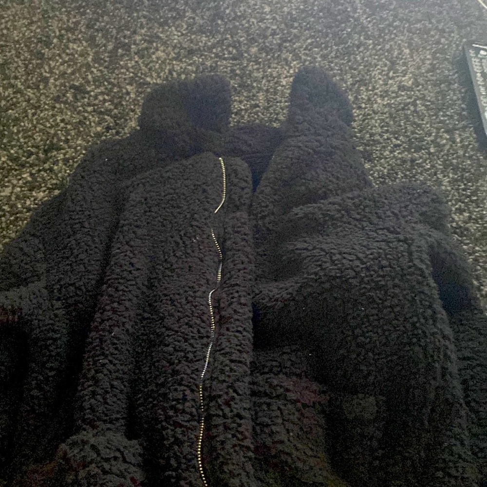 womens black teddy bear coat size L